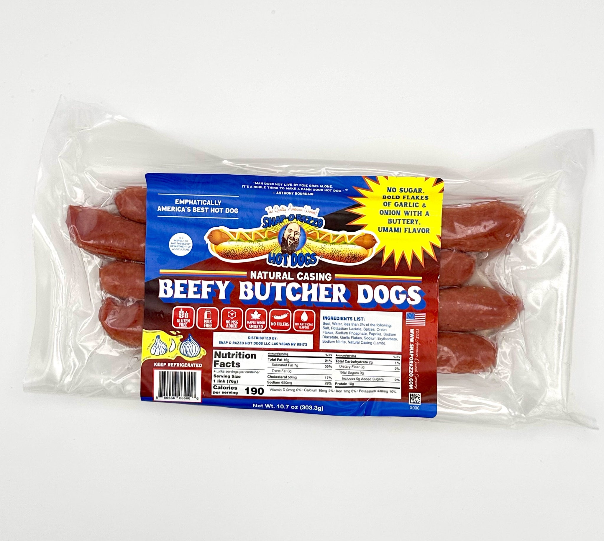 Natural Cased Beefy Butcher Dogs (5 Packs) | Snap-O-Razzo – Snap-O