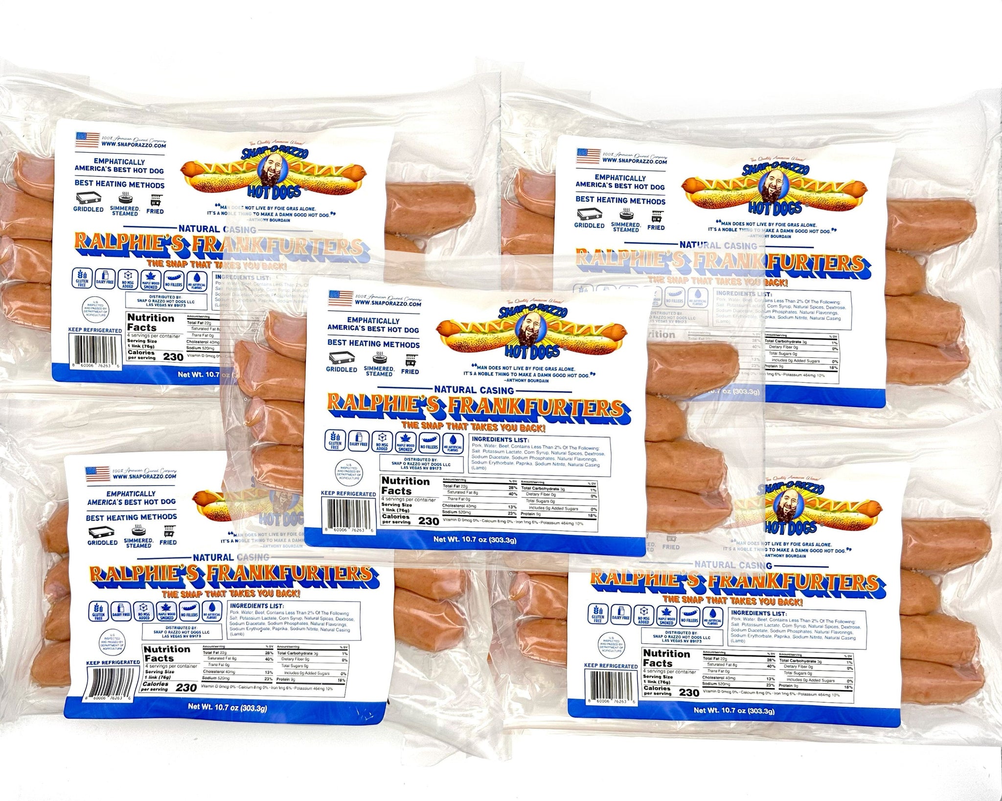 Natural Cased Ralphie's Pork & Beef Frankfurters (5 packs) | Snap
